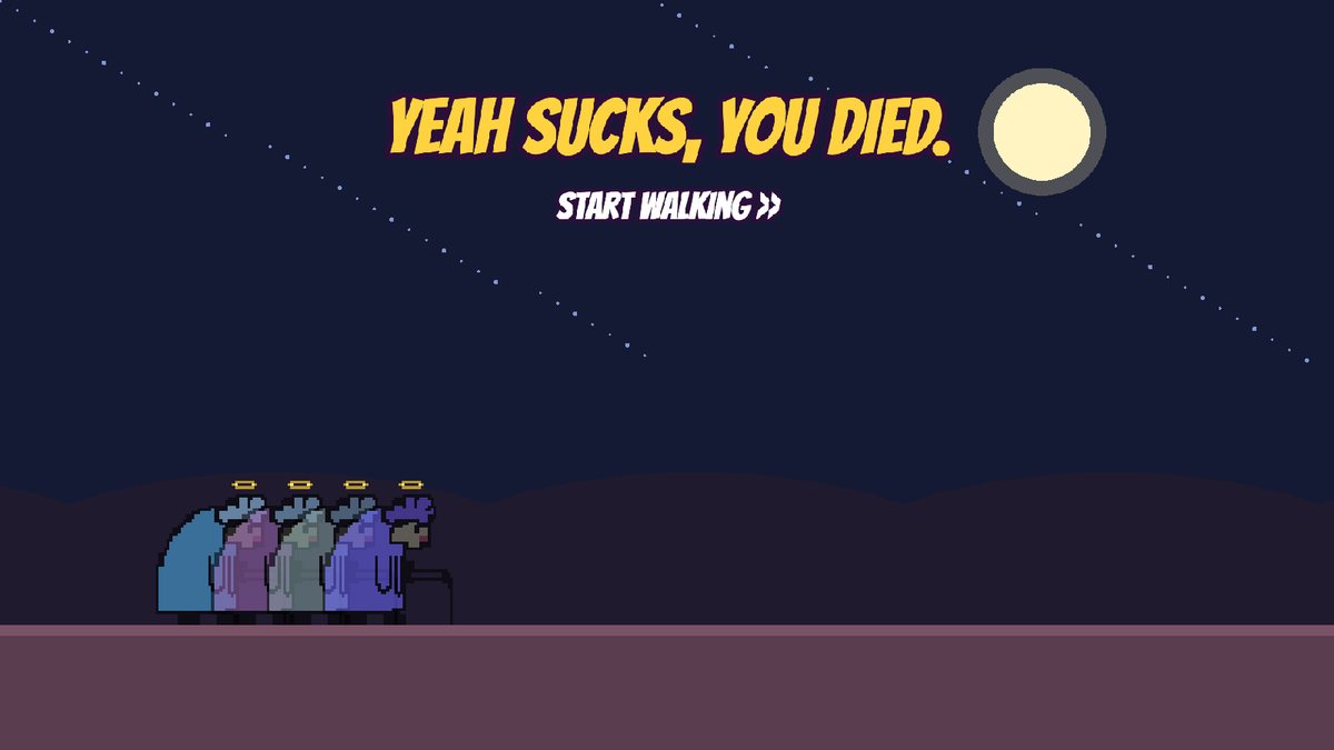 Four ghost grannies with halos in the afterlife, under “Yeah sucks, you died. Start walking”
